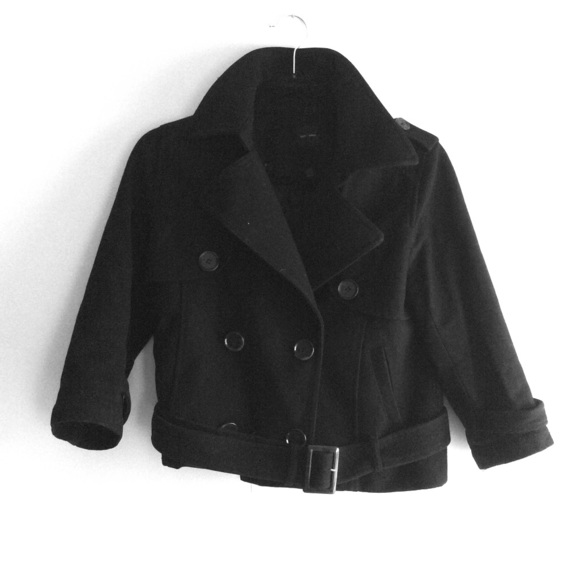Black cropped pea coat with convertible sleeves - Picture 3 of 10